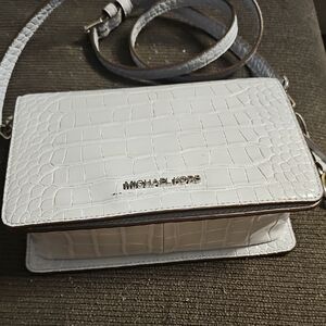 Michael Kors White Croc Embossed Crossbody Bag